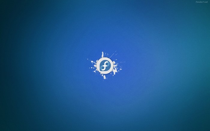 Fedora Linux logo on a blue gradient background