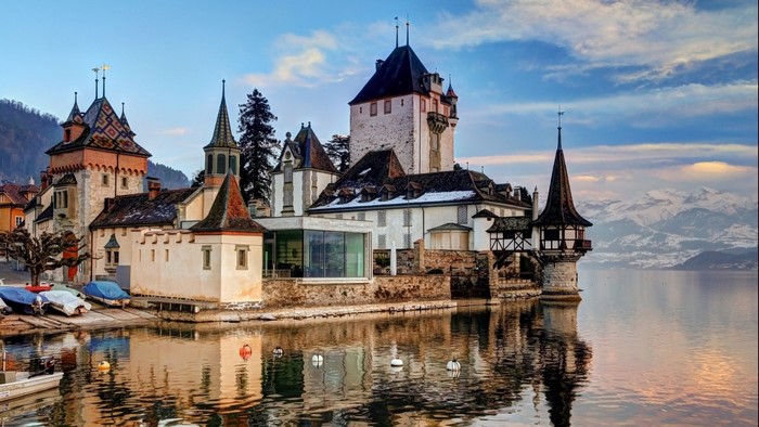 Oberhofen Castle on Lake Thun, Switzerland
