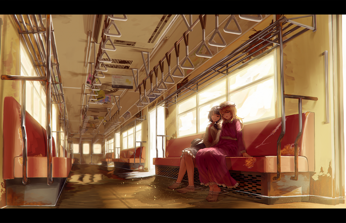 Usami Renko from Touhou on a train