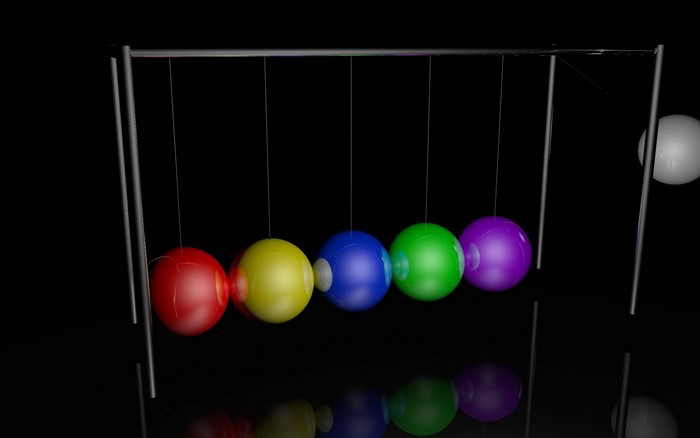Newton's Cradle with colorful balls