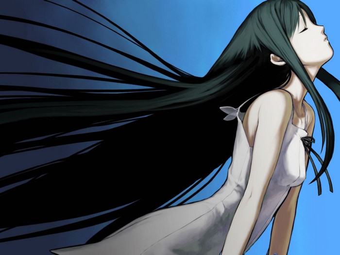 Saya from Saya no Uta with long black hair