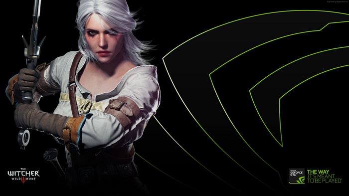 Ciri from The Witcher 3: Wild Hunt with NVIDIA logo