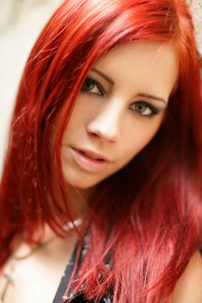 Face Redhead Model Long Hair Red Green Eyes Black Hair Hair Pink Ariel Piper Fawn 3270