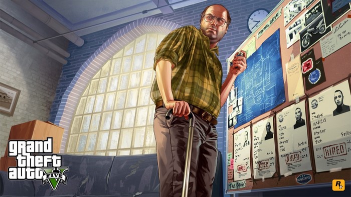 Trevor Philips from Grand Theft Auto V planning a heist