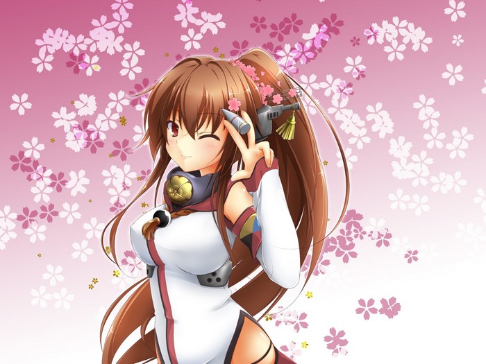 Anime girl with cherry blossoms