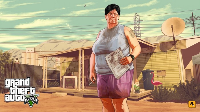 Woman holding wanted poster in Grand Theft Auto V