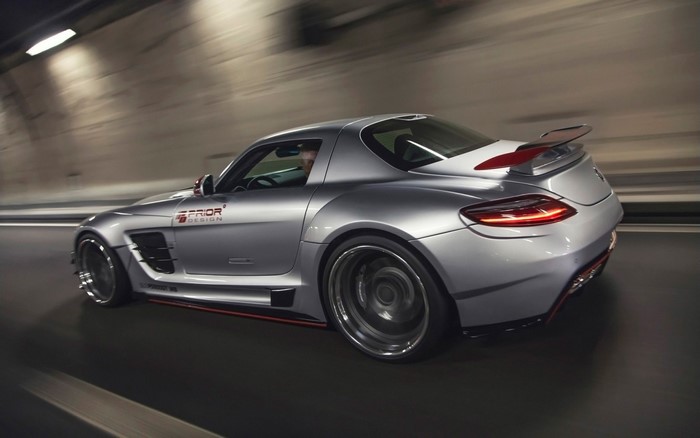 Silver Mercedes Benz SLS AMG PD900GT by Prior Design