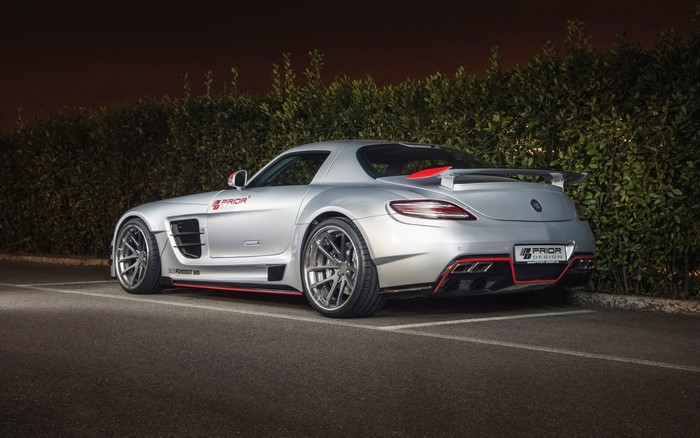Silver Mercedes Benz SLS AMG PD900GT by Prior Design