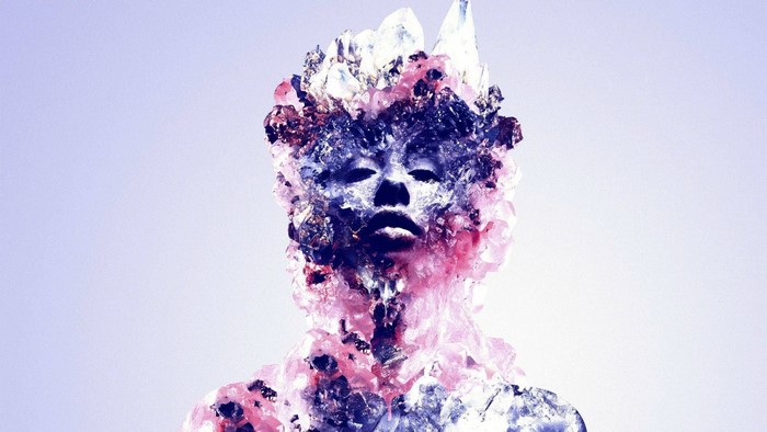 Digital art of a face made of minerals