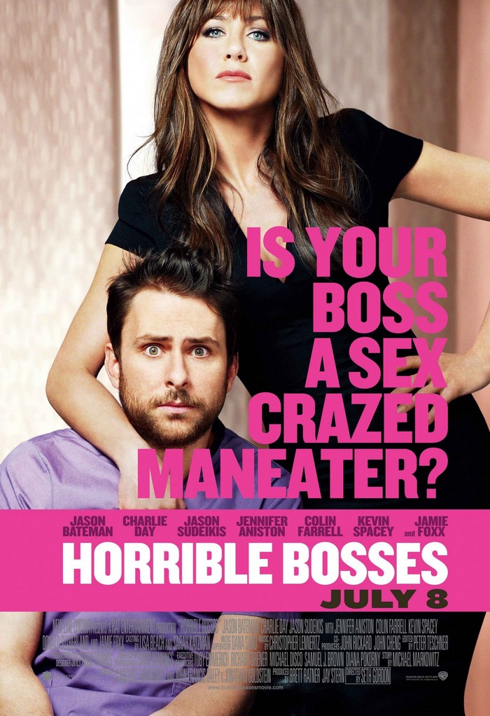 Horrible Bosses movie poster with Jennifer Aniston and Charlie Day
