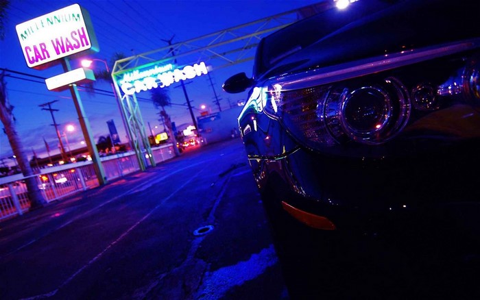 Millennium Car Wash at Night with Car