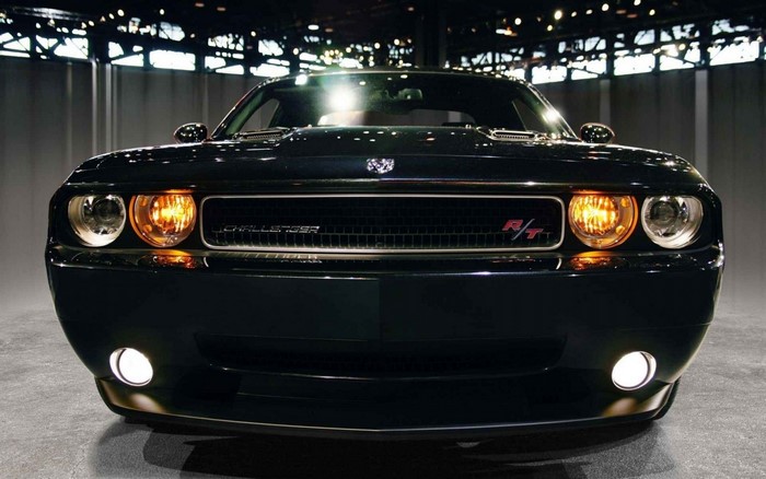 Black Dodge Challenger R/T front view
