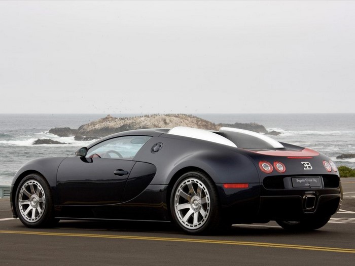 Bugatti Veyron parked by the ocean