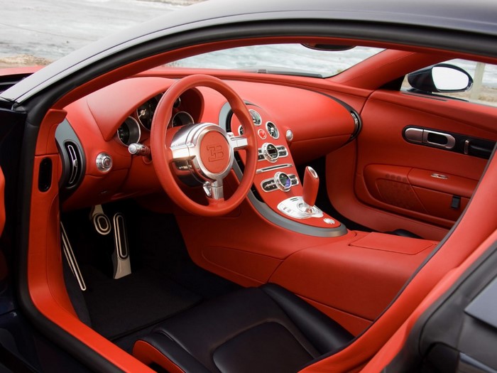 Bugatti Veyron interior with red leather