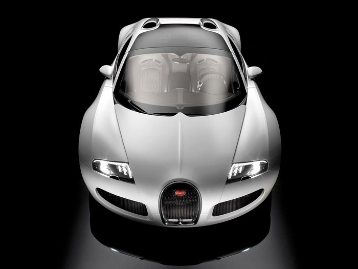 Bugatti Veyron sports car from a top-down view