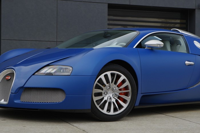 Blue Bugatti Veyron sports car
