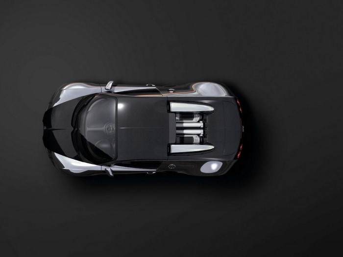 Top view of a black Bugatti Veyron