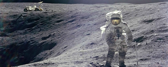 Astronaut and Lunar Rover on the Moon
