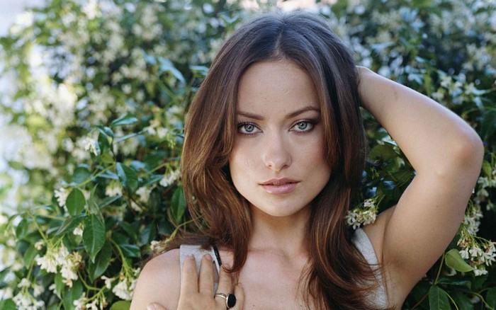 Olivia Wilde portrait with flowers