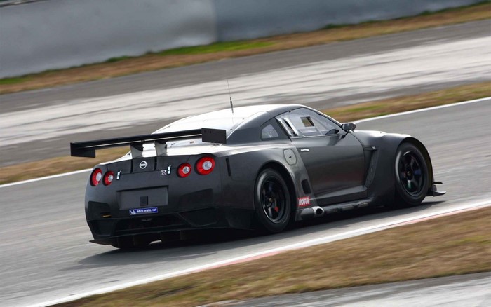 Nissan GT-R race car on track
