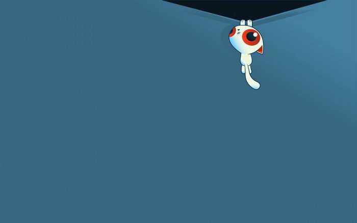 Cartoon cat hanging from a corner