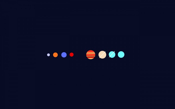 Minimalist solar system planets on dark background