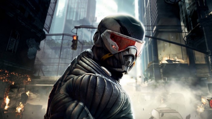Soldier in Nanosuit from Crysis in destroyed city