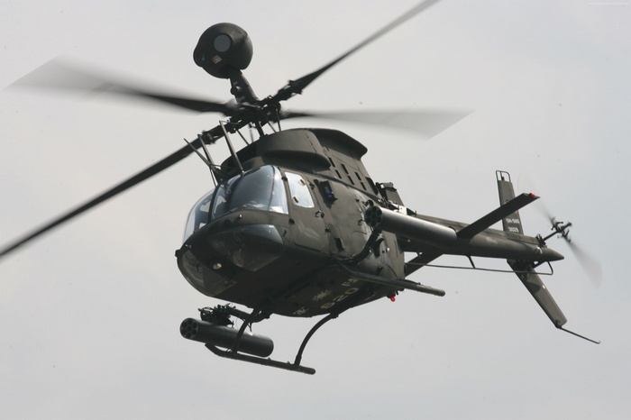 OH-58 Kiowa helicopter in flight