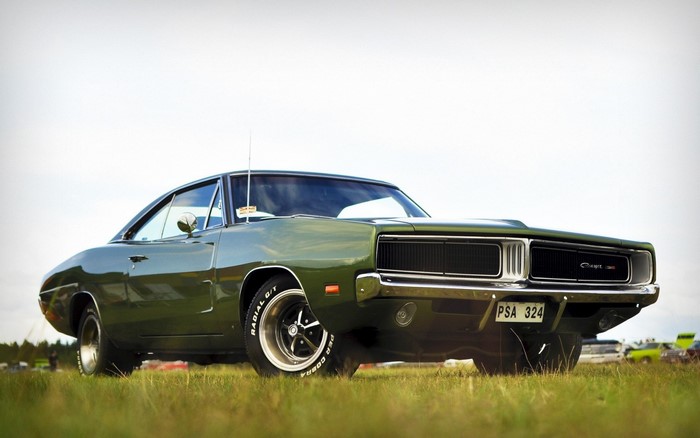 Classic Green Dodge Charger Muscle Car