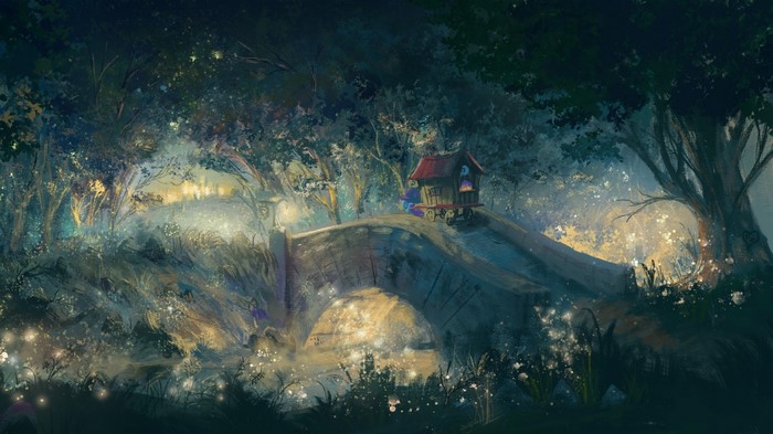 My Little Pony artwork of a magical forest at night