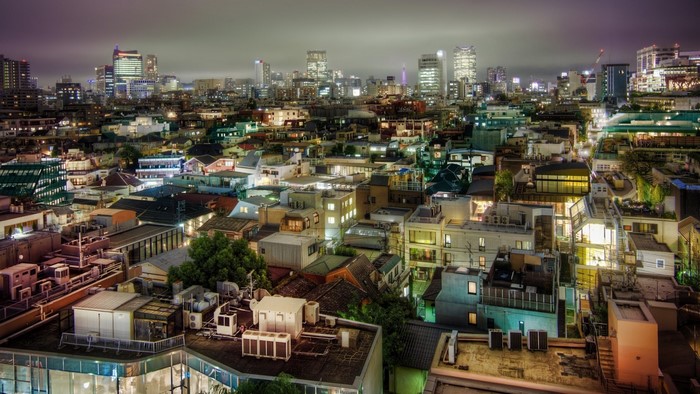 Cityscape of Tokyo at Night from Above