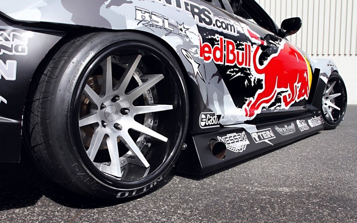 Red Bull Racing Mazda sports car with custom wheels