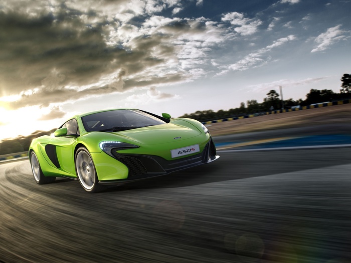 Green McLaren 650S Coupe on a Race Track