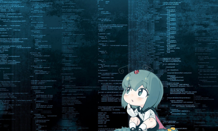Anime girl with ladybug on head and code