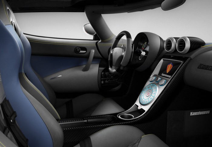 Koenigsegg Agera interior with steering wheel and dashboard