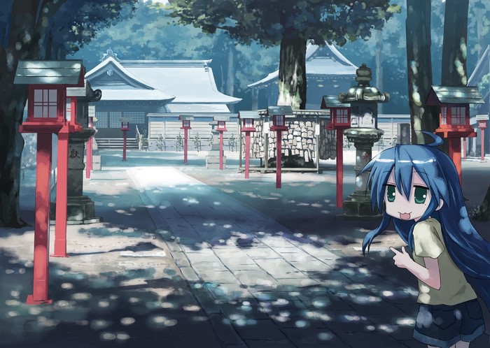 Izumi Konata from Lucky Star at a shrine