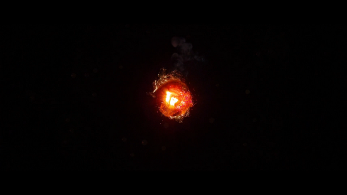 Explosion of fire and sparks on a black background