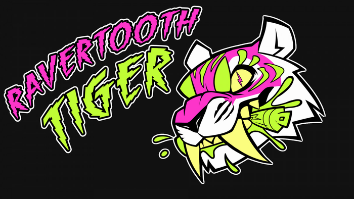 Ravertooth Tiger illustration with neon colors