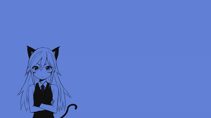 Anime cat girl in black vest and tie