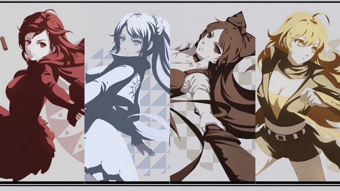 Ruby Rose, Weiss Schnee, Blake Belladonna, and Yang Xiao Long from RWBY