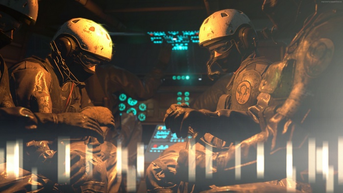 Soldiers in a cockpit in Metal Gear Solid 5: The Phantom Pain