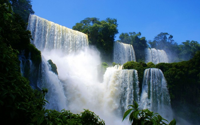 Iguazu Falls in a tropical jungle