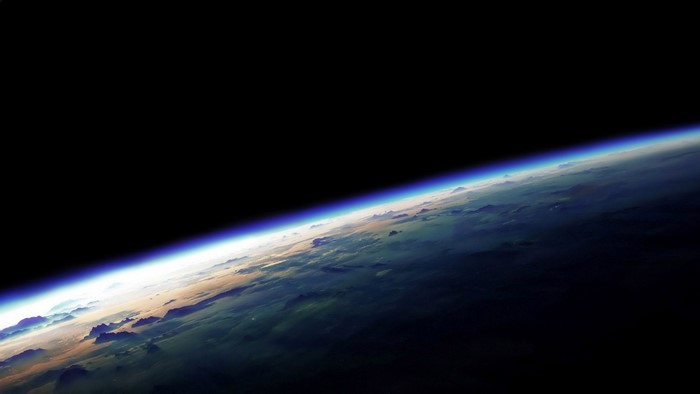 Earth from space with atmosphere