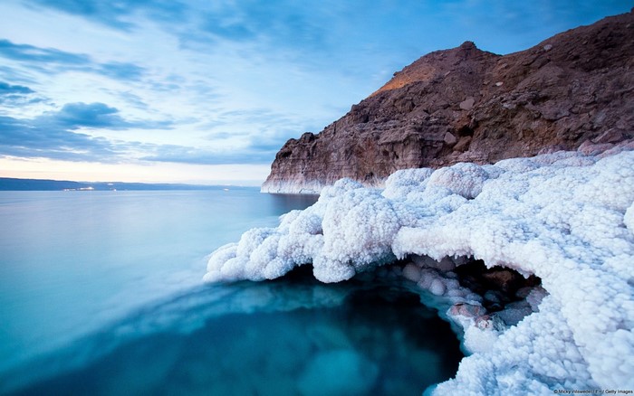 Salt formations on the shore of the Dead Sea