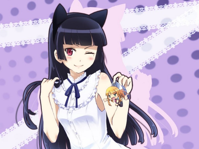Gokou Ruri from Ore no Imouto ga Konnani Kawaii Wake ga Nai holding a chibi figure