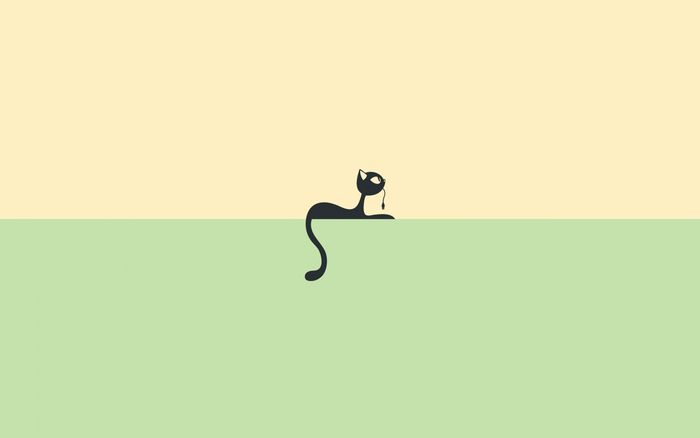 Minimalist black cat illustration with headphones