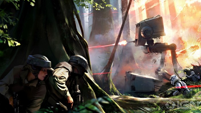 Star Wars Battlefront AT-ST battle in forest