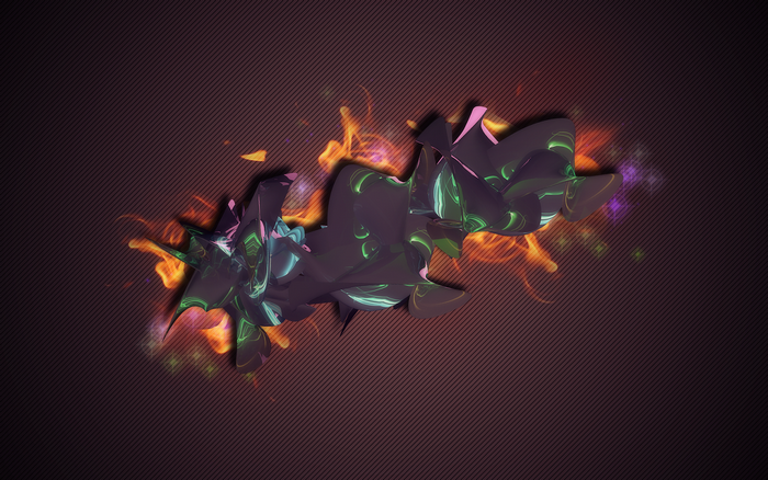 Abstract 3D render with flames and stripes