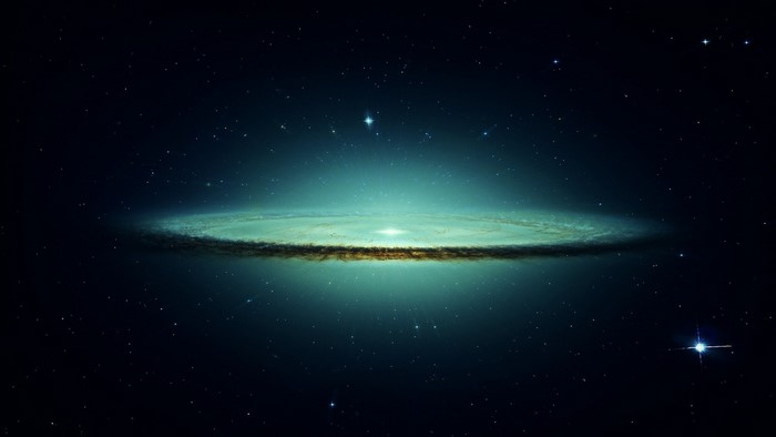 Sombrero Galaxy in deep space with stars