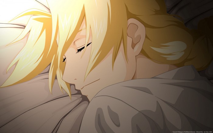 Edward Elric from Fullmetal Alchemist sleeping